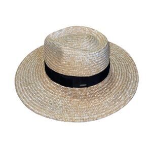 Brixton Joanna Straw Hat Honey Wide Brim Size Large Adjustable 7 1/2 Sun Hat NWT